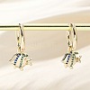 Brass Clear Cubic Zirconia Hoop Earrings EJEW-Q014-26G-4