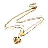 304 Stainless Steel & Plastic Colorful Heart Pendant Double Layer Necklaces for Women NJEW-U032-11G-4