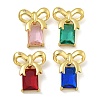 Rack Plating Brass Micro Pave Cubic Zirconia Pendants KK-I718-14G-1