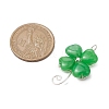 Dyed Natural Malaysia Jade Copper Wire Wrapped Shamrock Pendants PALLOY-JF02970-02-2