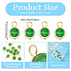 12Pcs Brass & Glass Imitation Cat Eye Round Charms PALLOY-TAC0237-03-4