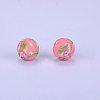 Printed Round with Flower Pattern Silicone Focal Beads SI-JX0056A-160-1