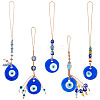 5Pcs 5 Style Handmade Glass Evil Eye Pendant Decorations HJEW-PH0001-47-1