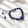 Adjustable Natural Lapis Lazuli Beads Braided Bead Bracelets for Women BJEW-L713-A04-3