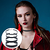 4Pcs 4 Styles Flat PU Leather Cord Gothic Choker Necklaces with Platinum Iron End Chains NJEW-CL0001-14-6