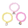 3Pcs 3 Colors ABS Plastic Imitation Pearl Beads Stretch Bracelets BJEW-JB11585-3