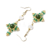 Natural Mixed Stone & Glass Seed Beads Dangle Earrings for Women EJEW-MZ00213-05-4