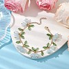 Flower Leaf Shell Pearl & Acrylic Charm Bracelets BJEW-TA00535-02-2