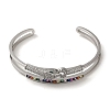 Brass Pave Colorful Cubic Zirconia Leopard Open Cuff Bangle for Women BJEW-K246-22C-P-2