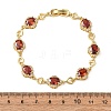 Heart & Oval Brass Micro Pave Cubic Zirconia Link Chain Bracelets for Women BJEW-A163-03G-02-5