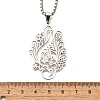 304 Stainless Steel Laser Cut Flower Musical Note Pendant Box Chain Necklaces for Women Men NJEW-E156-02P-5