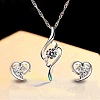 Heart Alloy Rhinestone Stud Earrings & Pendant Necklace Sets for Women FS-WG883D5-01-3