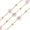 Glass & 304 Stainless Steel Cable Chain Beaded Chains SA-CBAD321-03I-1