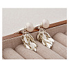 Brass Leaf Stud Earrings LS-EJEW-A121-11S-1