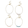 4Pcs 4 Style Natural Mixed Gemstone Beaded Link Braclet with Satellite Chains BJEW-JB09496-01-1