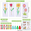 Gorgecraft 4 Sets 4 Style DIY Flower Bookmark Cross-Stitch Kit DIY-GF0009-28-2