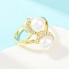 Brass Micro Pave Cubic Zirconia Finger Rings for Women RJEW-D340-02G-08-4