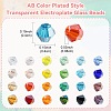 3600Pcs 24 Colors Transparent Electroplate Glass Beads GLAA-YW0003-34-3