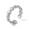 Non-Tarnish 304 Stainless Steel Heart Wrap Open Cuff Ring for Women RJEW-C045-18P-1