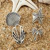 4Pcs 4 Styles Alloy Starfish/Shell Shape/Coconut Tree Finger Rings for Unisex PW-WG2B6F0-01-4