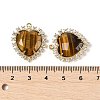 Natural Tiger Eye Faceted Heart Pendants G-I382-03G-03-3