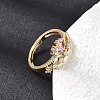 Brass Micro Pave Cubic Zirconia Cuff Open Rings CU-CBA5C10-07G-2