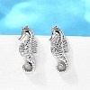Sea Horse Brass Micro Pave Cubic Zirconia Ear Studs EJEW-D304-38P-4