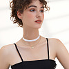 Alloy Enamel Letter Pendant Single Face White Velvet Ribbon & Brass Chain Double Layered Choker Necklaces NJEW-TAC0034-8