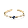 Cubic Zirconia Flower Open Cuff Bangles BJEW-P281-01G-02-2