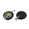 Natural Lava Rock Flat Round Pendants G-Q188-01P-15-2