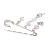 Natural Mixed Gemstone Heart & Fairy & Butterfly Charms Safety Pin Brooch JEWB-BR00102-3