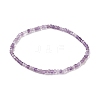 Natural Amethyst Cube Beaded Stretch Bracelet for Women BJEW-JB08975-01-1