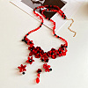 Glass with Acrylic Flower Tassel Waist Belly Chains for Women FS-WG85543-01-1