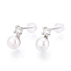 Brass Natural Pearl Stud Earrings PEAR-N020-08G-1