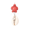 Natural Mixed Cowrie Shell Pendants PALLOY-JF03861-2
