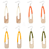 4 Pair 4 Color Resin & Wood Dangle Earrings EJEW-AB00042-1