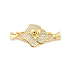 Brass Micro Pave Clear Cubic Zirconia Fold Over Clasps KK-M311-17G-1