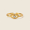Adjustable 304 Stainless Steel with Cubic Zirconia Cuff Open Rings for Women DT5559-4