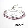 Brass Light Padparadscha Rhinestone Box Chain Slider Bracelets for Women TG7650-3-1