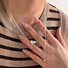 2Pcs 925 Sterling Silver Spring Gate Rings STER-BBC0006-74A-6