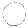 Natural Amethyst & Pearl Beaded Necklaces NJEW-L119-09G-2