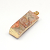 Plated Natural Druzy Agate Rectangle Pendants G-R275-13-3