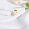 1Pc Brass Micro Pave Cubic Zirconia Cuff Rings for Women RJEW-LP0002-23A-3