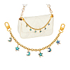 Brass & Natural Paua Shell Star Moon Charm 304 Stainless Steel Bag Decorative Chains HJEW-PH02278-6