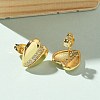 Brass Micro Pave Clear Cubic Zirconia Stud Earrings for Women EJEW-U034-02G-03-3