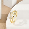 Rack Plating Bowknot Brass Micro Pave Clear Cubic Zirconia Cuff Rings for Women RJEW-M028-62G-1