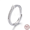 Anti-Tarnish Adjustable Rhodium Plated 925 Sterling Silver Finger Ring Components STER-F048-15P-4