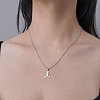 201 Stainless Steel Running Girl Pendant Necklace NJEW-OY001-30-2