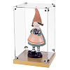 Transparent Acrylic Minifigure Display Cases with Wooden Base ODIS-WH0030-298B-1
