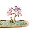 Natural Amethyst Money & Rose Quartz Tree Buddha Sculpture Set Incense Burner & Natural Green Aventurine on Trays for Wealth DJEW-G027-19RG-08-3